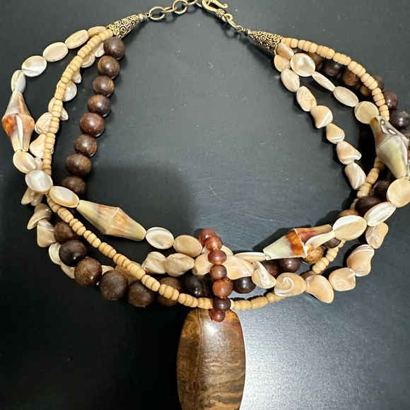 Boho Multi Beaded Shell Necklace - Picture 2 of 10